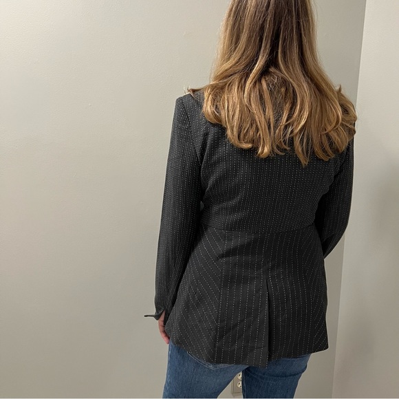 Nanette Lepore Gray Pin Stripe Single Button Blazer Jacket  10 - Picture 5 of 12